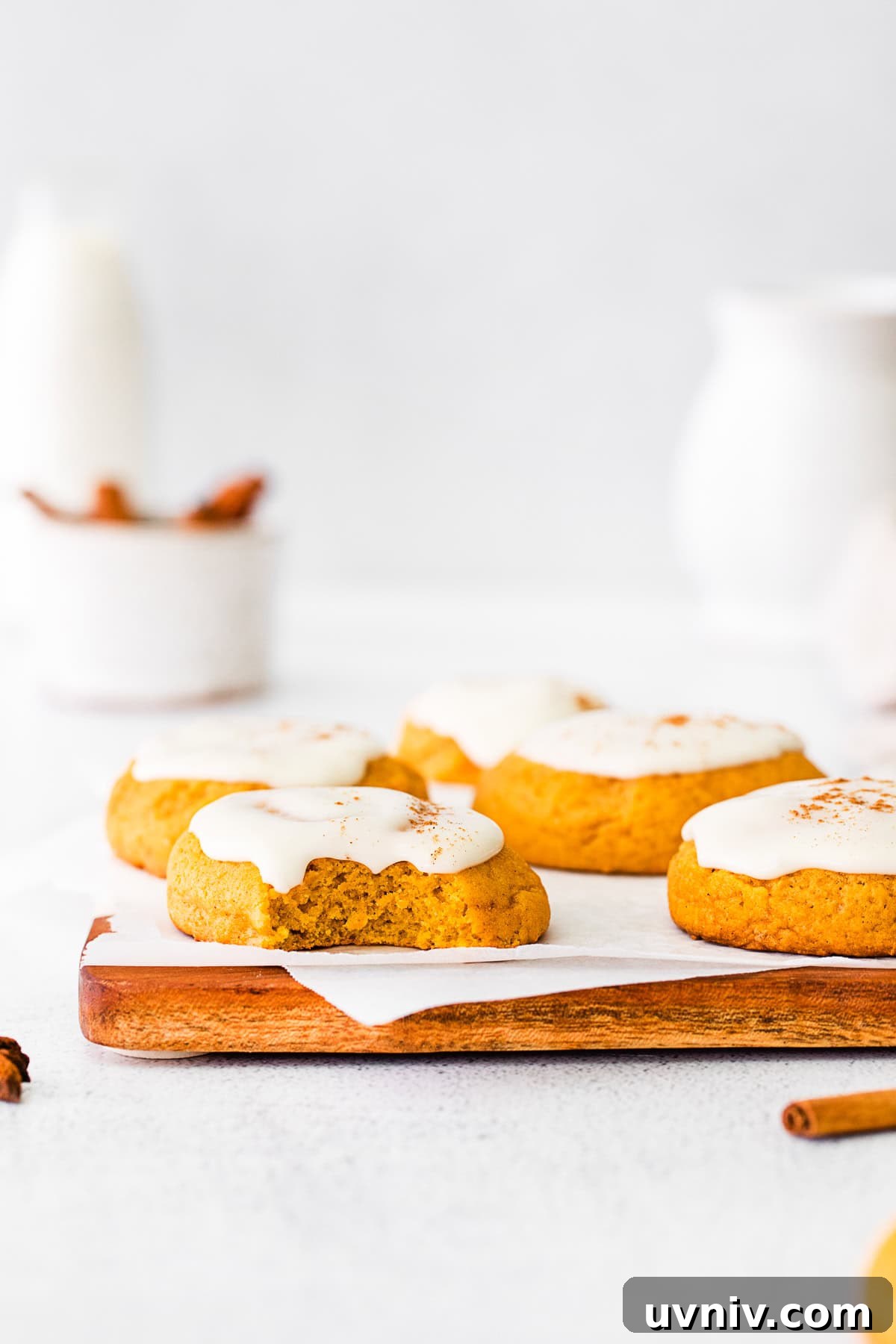 Soft Pumpkin Cookie Recipe for Moist, Fall-Ready Treats 6 A Soft Pumpkin Cookie with a bite taken out of it.
