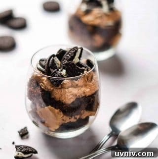 Mocha Oreo Trifles in two glasses