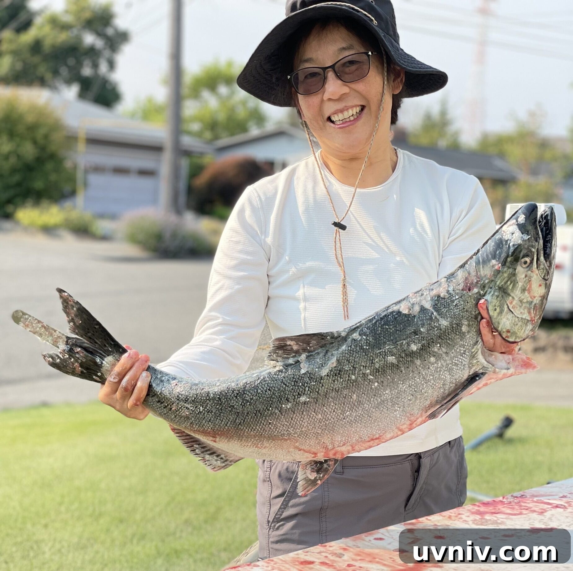 Catching and cleaning salmon Catching and cleaning salmon