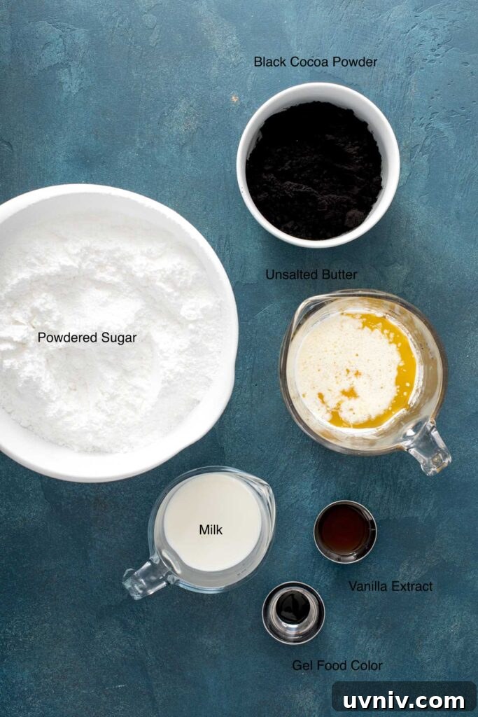 Black velvet buttercream frosting ingredients
