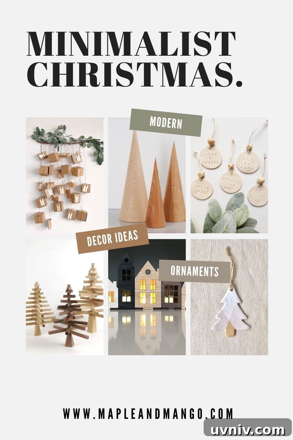 Pinterest graphic for minimalist Christmas decor ideas.
