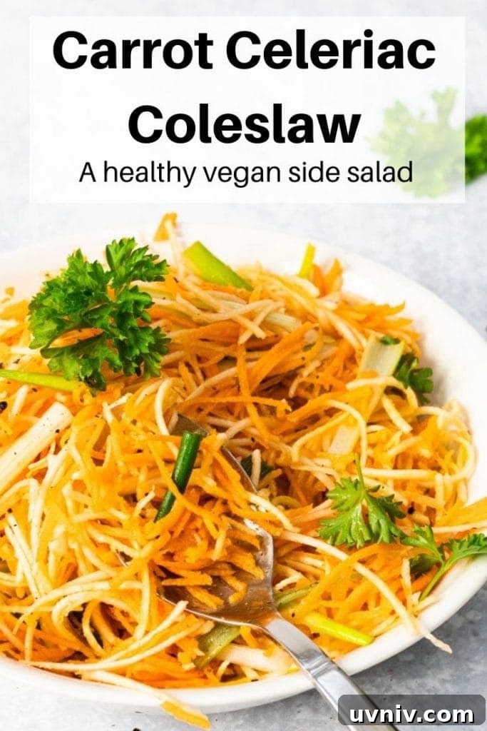 Citrus Carrot and Celeriac Vegan Slaw Recipe 9 carrot celeriac salad pin image