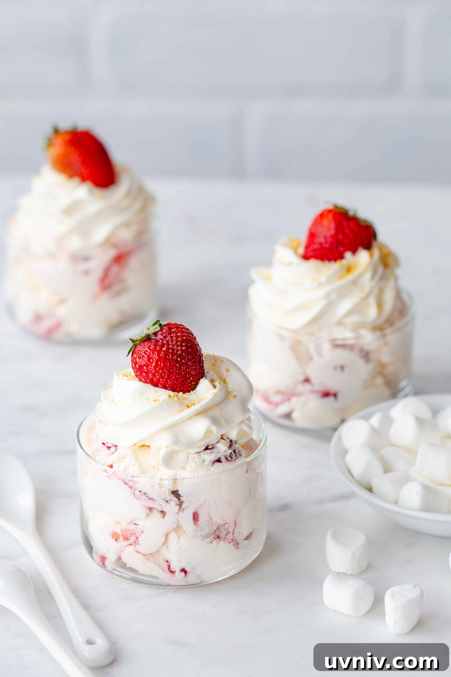 Strawberry Cheesecake Fluff is the perfect dessert for any occasion and comes together in less than 10 minutes! So good!