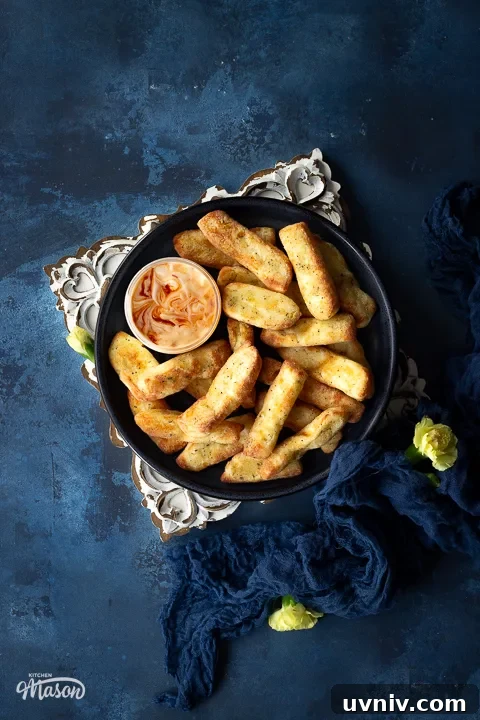 Crispy Air Fryer Halloumi Fries Recipe (UK) 3 Air fried halloumi fries on a plate