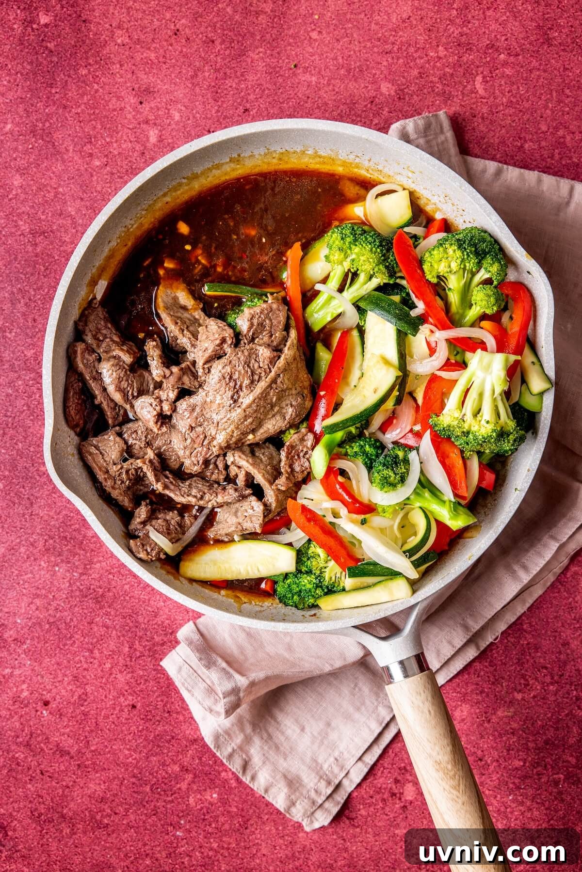 Skillet Skirt Steak Stir-Fry with Tangy Sauce in One Pan 13 Saucy Skirt Steak Stir Fry Step 6 - Olivia Adriance