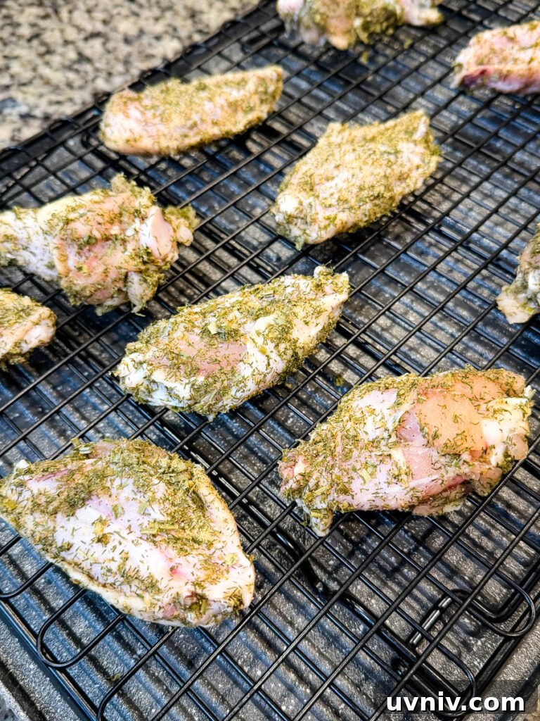Crispy Ranch Chicken Wings Recipe for Game Day and Parties 5 raw ranch chicken wings in air fryer