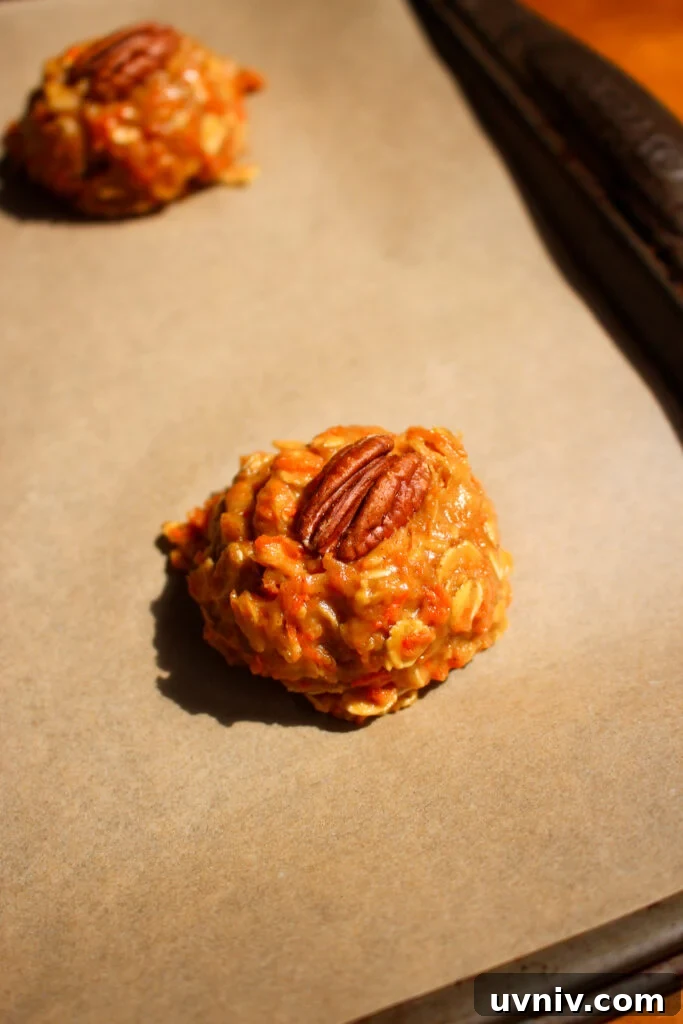 Carrot, Oatmeal & Pecan Cookies — Soft Spiced Cookie Recipe 13 Baked cookies