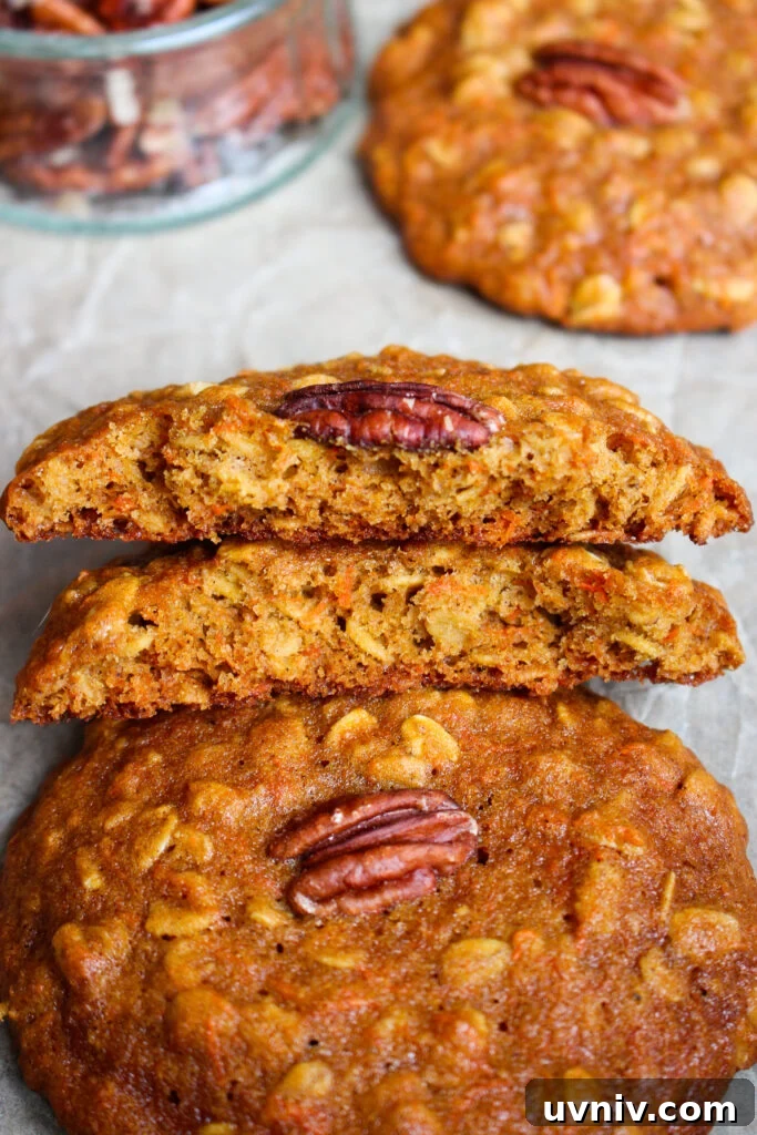 Carrot, Oatmeal & Pecan Cookies — Soft Spiced Cookie Recipe 14 Finished cookies