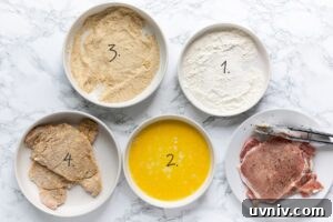 Crispy Pork Schnitzel Recipe with Lemon Butter Sauce 12 pork schnitzel breading station