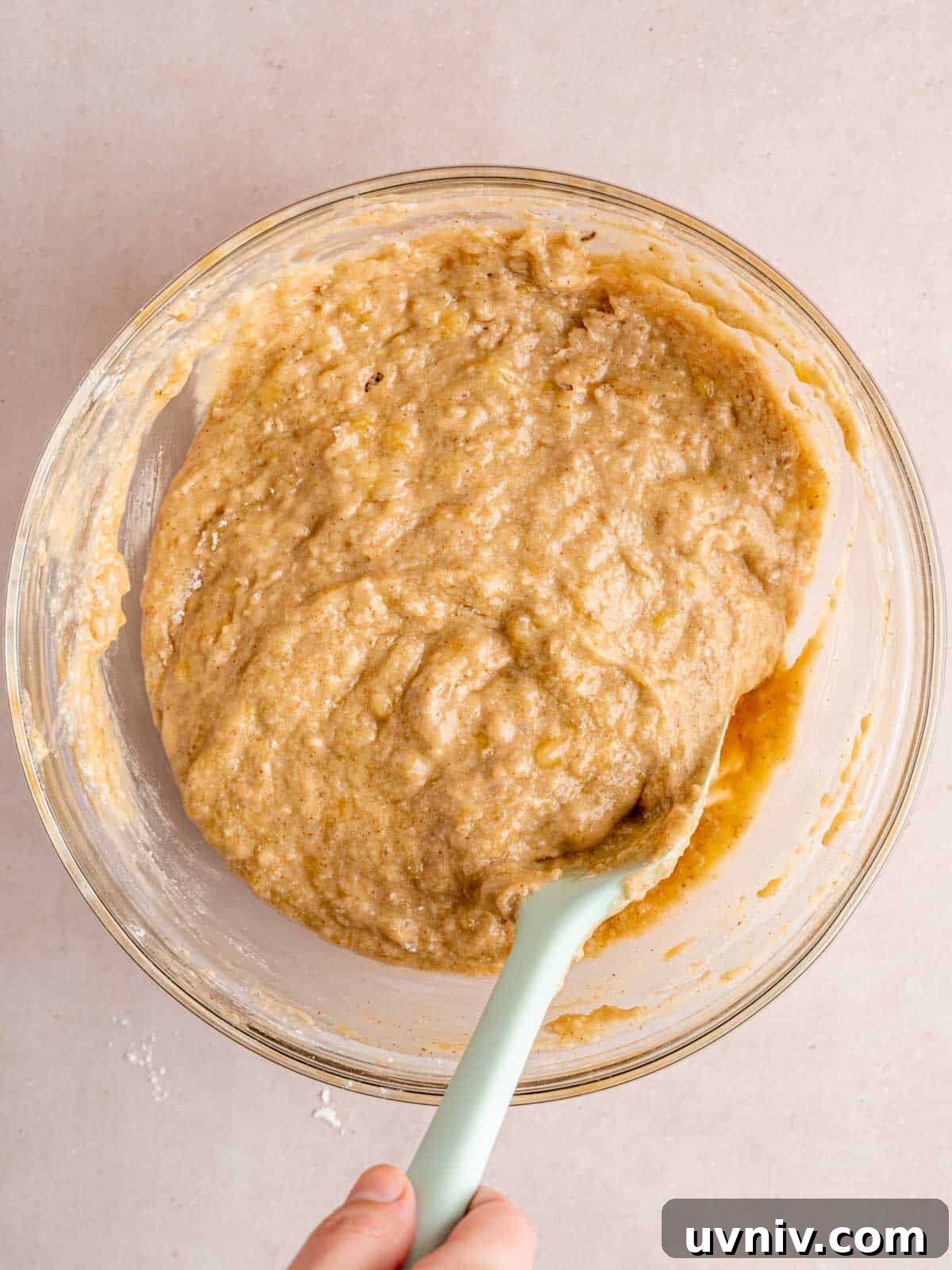 Banoffee Cupcakes Recipe: Caramel Banana Cupcakes with Toffee Frosting 7 Brown butter banana cupcake batter in a bowl.