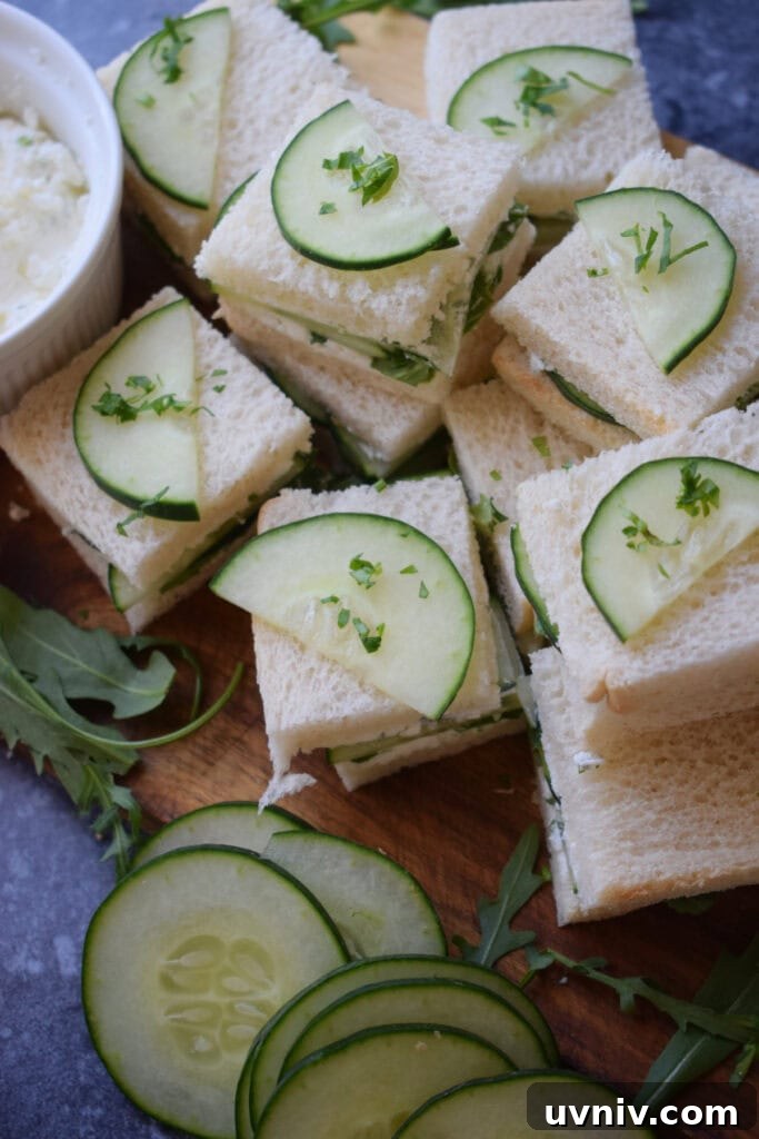 Cucumber sandwiches with mascarpone cheese.