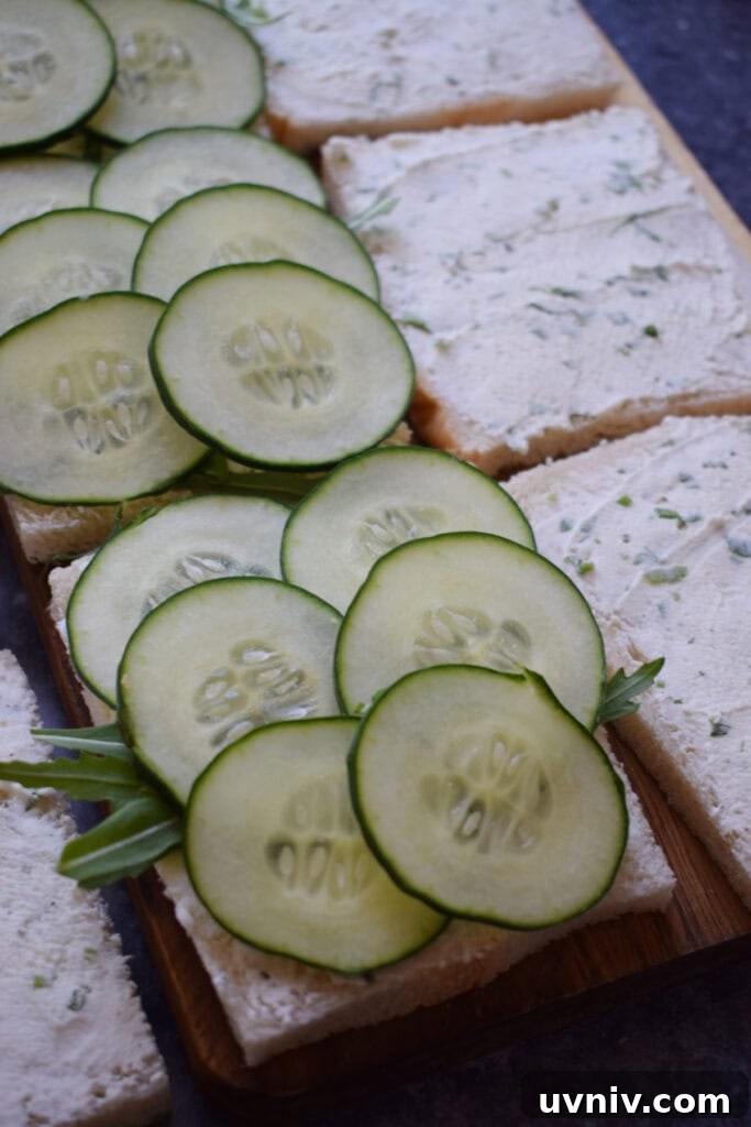 Making cucumber sandwiches.