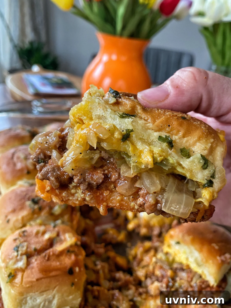 Smash Burger Sloppy Joes Recipe — Crispy Beef Sloppy Joe Sandwiches 7 A sloppy close up of the finished product