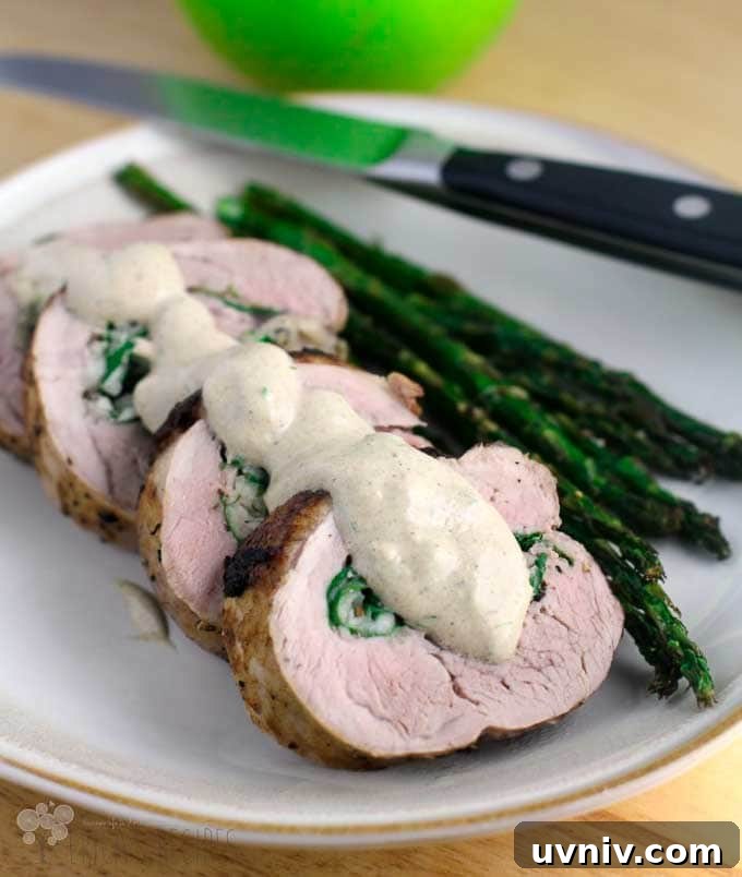 19 Irish-Inspired Recipes to Try This St. Patrick’s Day 11 Healthy Apple Fennel Stuffed Pork with Irish Whiskey Sauce and asparagus