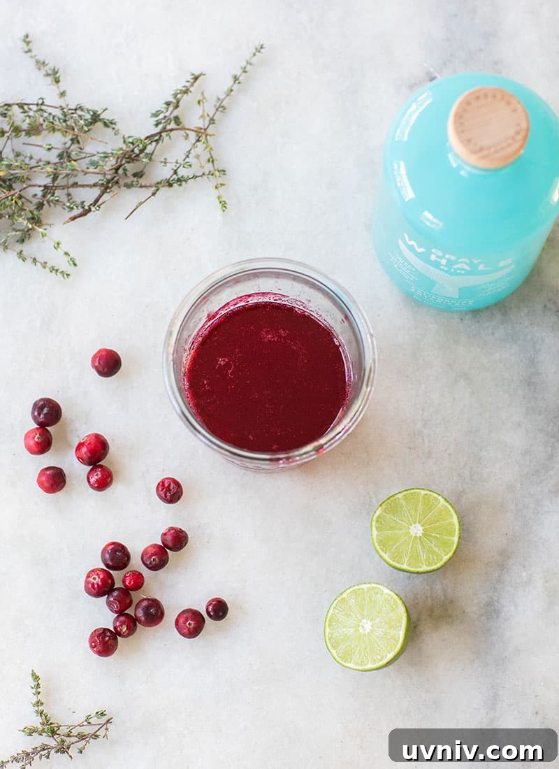 Cranberry and Thyme Gin & Tonic Recipe for Holiday Cocktails 4 Ingredients for a cranberry thyme gin and tonic