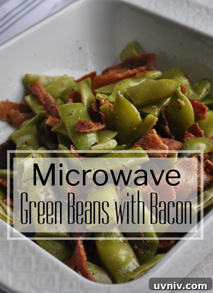 Crispy Bacon Green Beans Made in the Microwave 5 Microwave green beans with bacon | alittleandalot.com