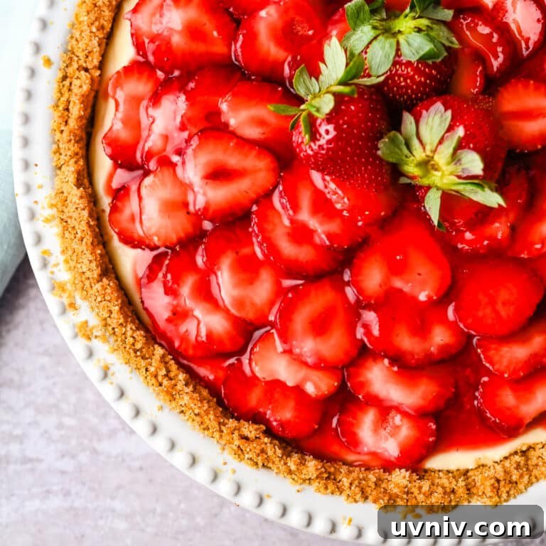A strawberry icebox pie with a graham cracker crust.