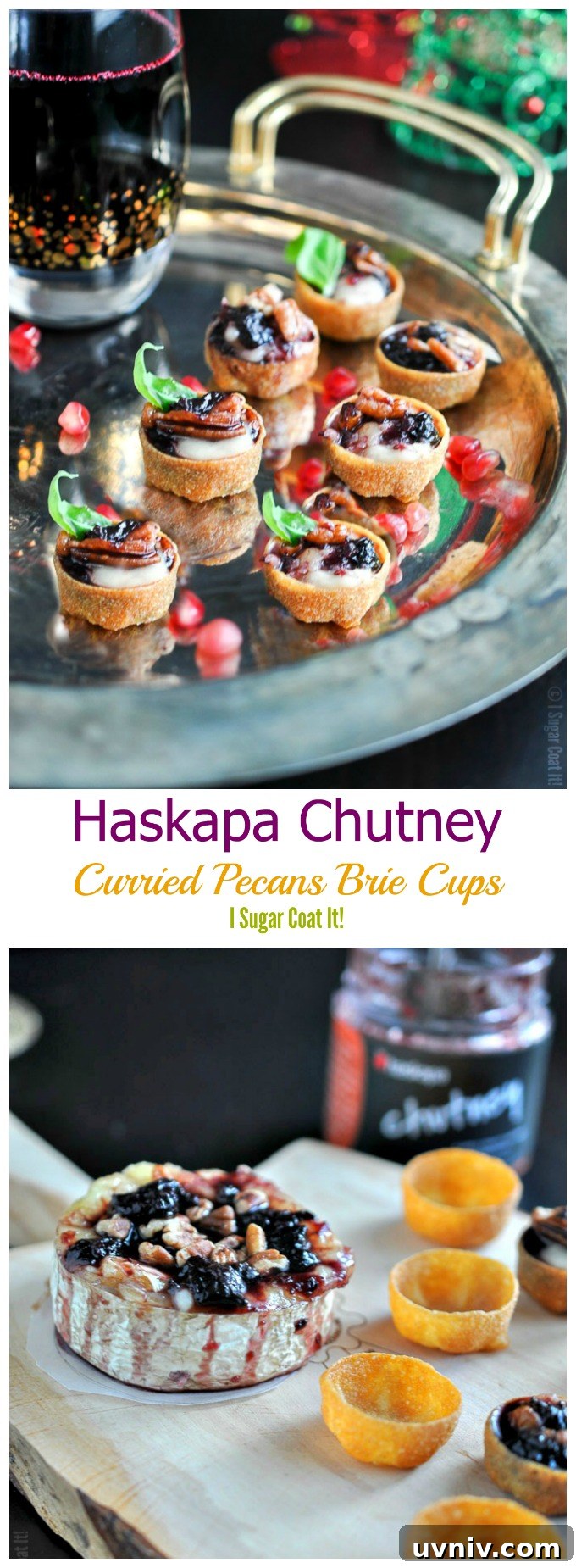 Haskapa Chutney and Curried Pecans Brie Cups