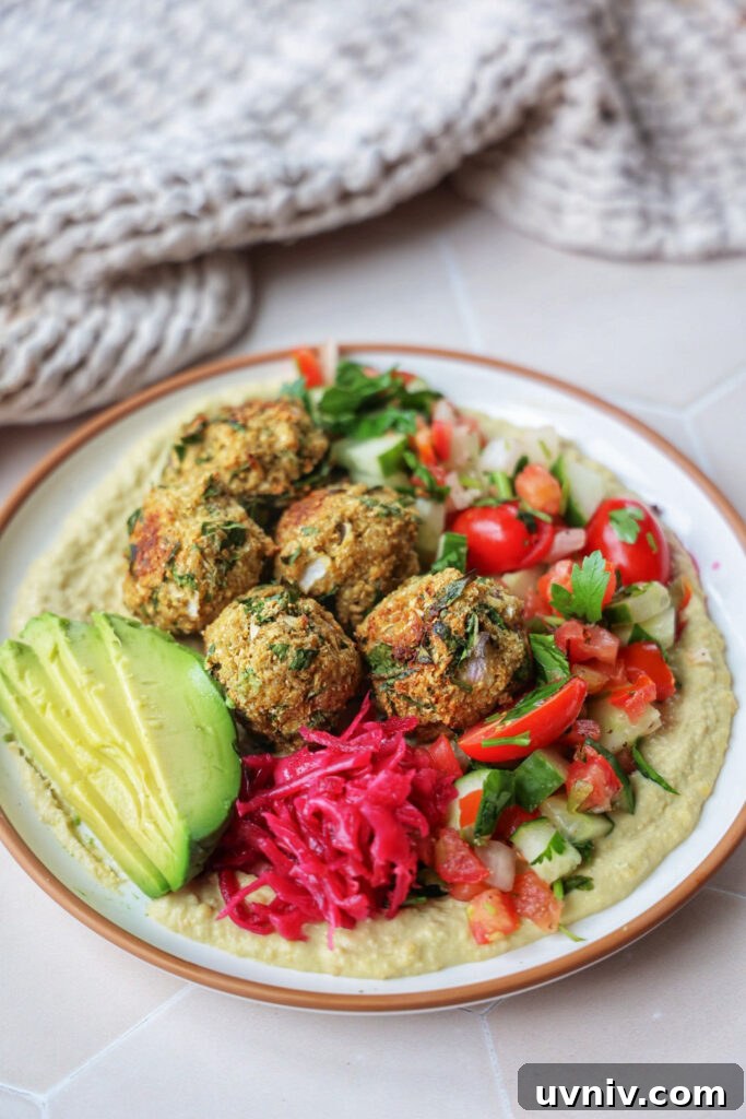 Low-Carb Chickpea-Free Falafel Recipe for Keto and Low-Carb Diets 2 cauliflower falafel hummus plate.