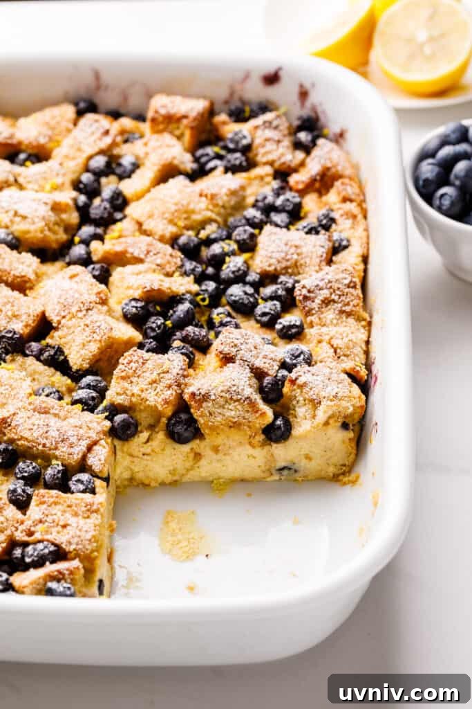 23+ Breakfast Casserole Recipes for Make-Ahead Mornings 14 blueberry breakfast casserole in a white dish