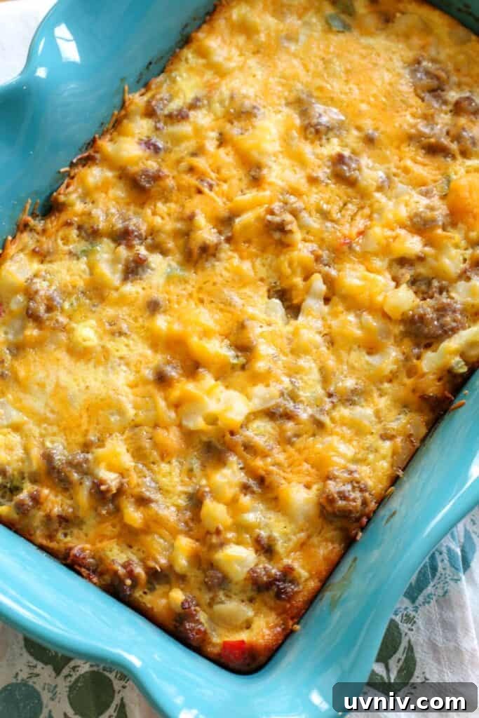 23+ Breakfast Casserole Recipes for Make-Ahead Mornings 3 breakfast casserole in a blue dish 2