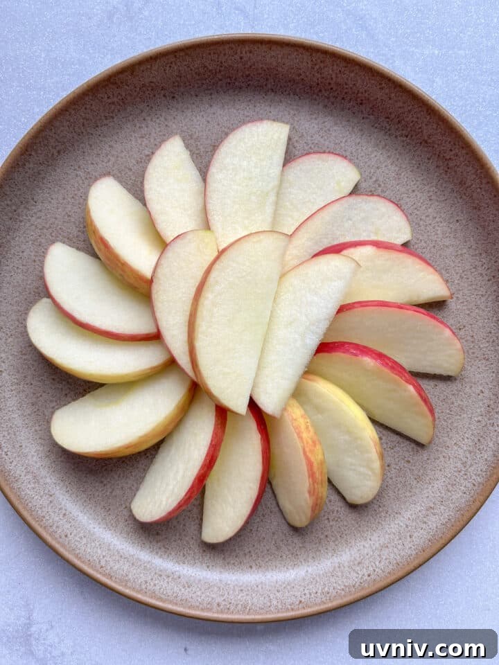 3-Ingredient Apple Nachos Recipe: Quick Sweet Snack 5 Brown plate with apple slices arranges in a circle.