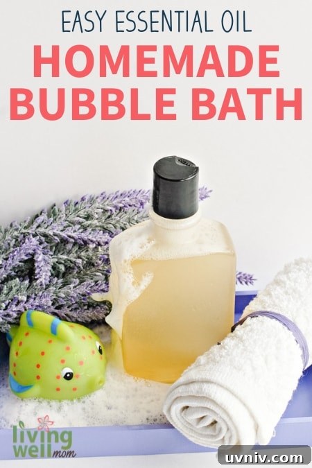 easy essential oil homemade bubble bath pin