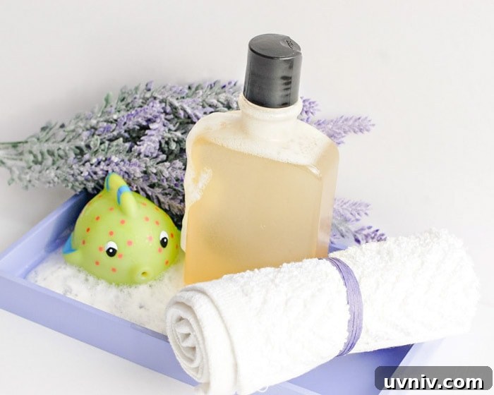 homemade bubble bath in a bottle on. a purple bath tray