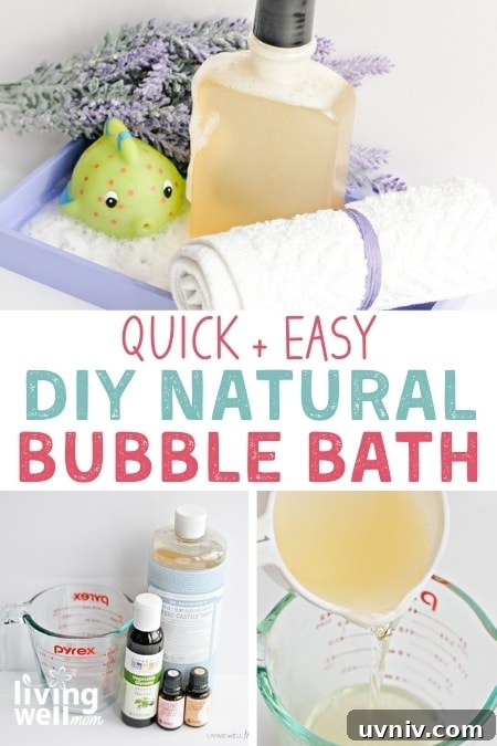 quick + easy diy natural bubble bath pin