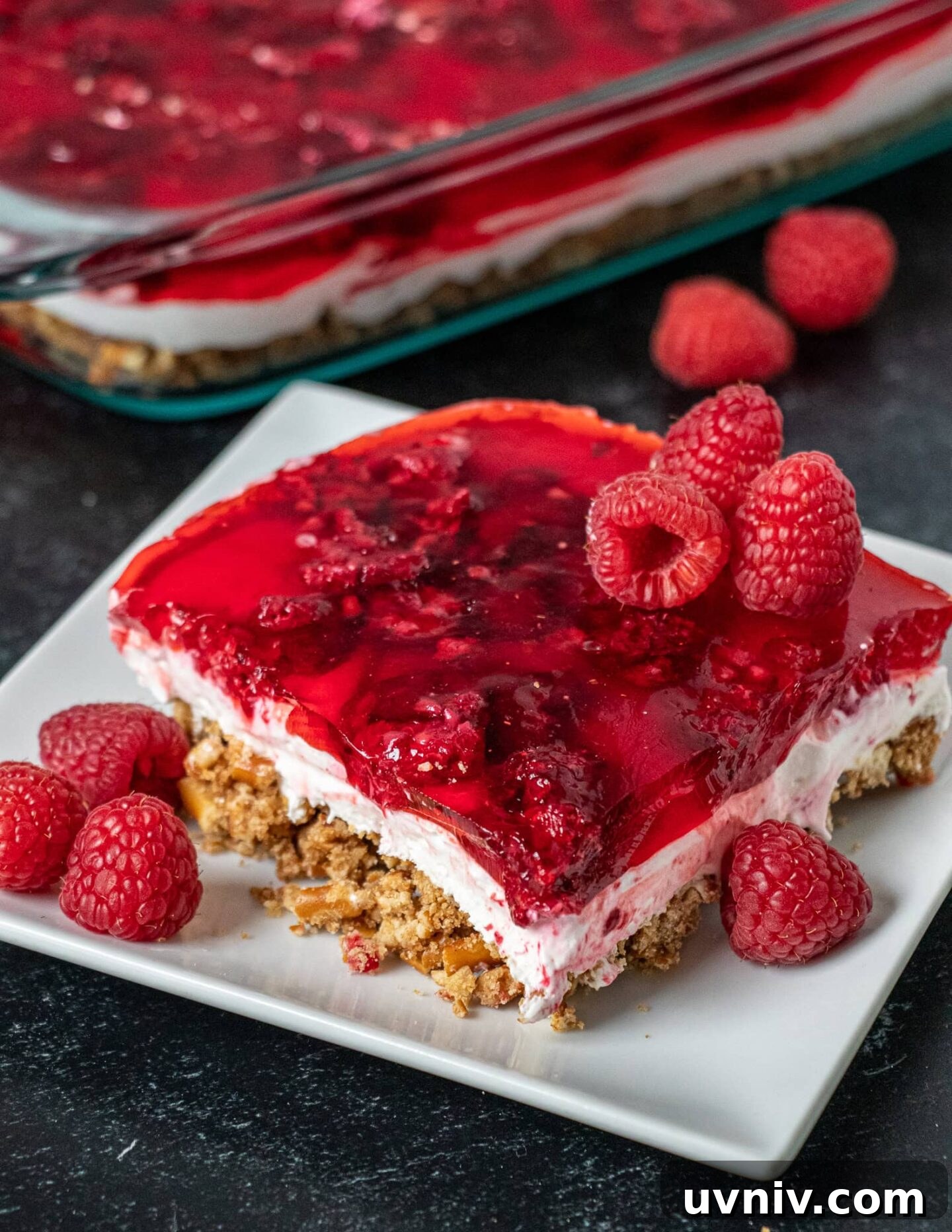 Raspberry Pretzel Salad Recipe with Creamy Filling and Crunch 2 Raspberry Pretzel Salad