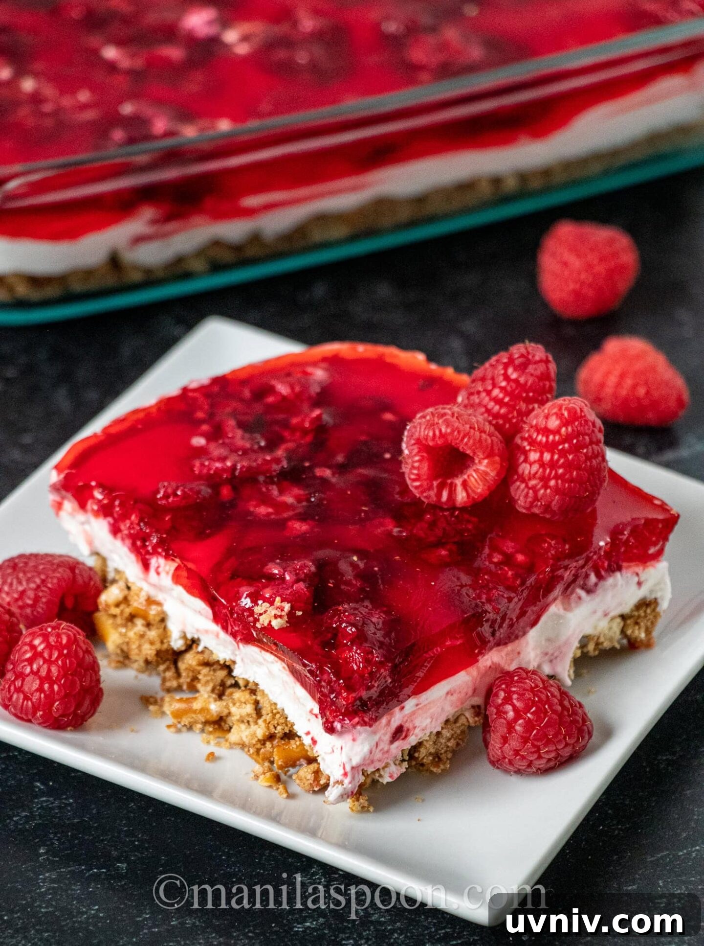 Raspberry Pretzel Salad Recipe with Creamy Filling and Crunch 10 Serving suggestion