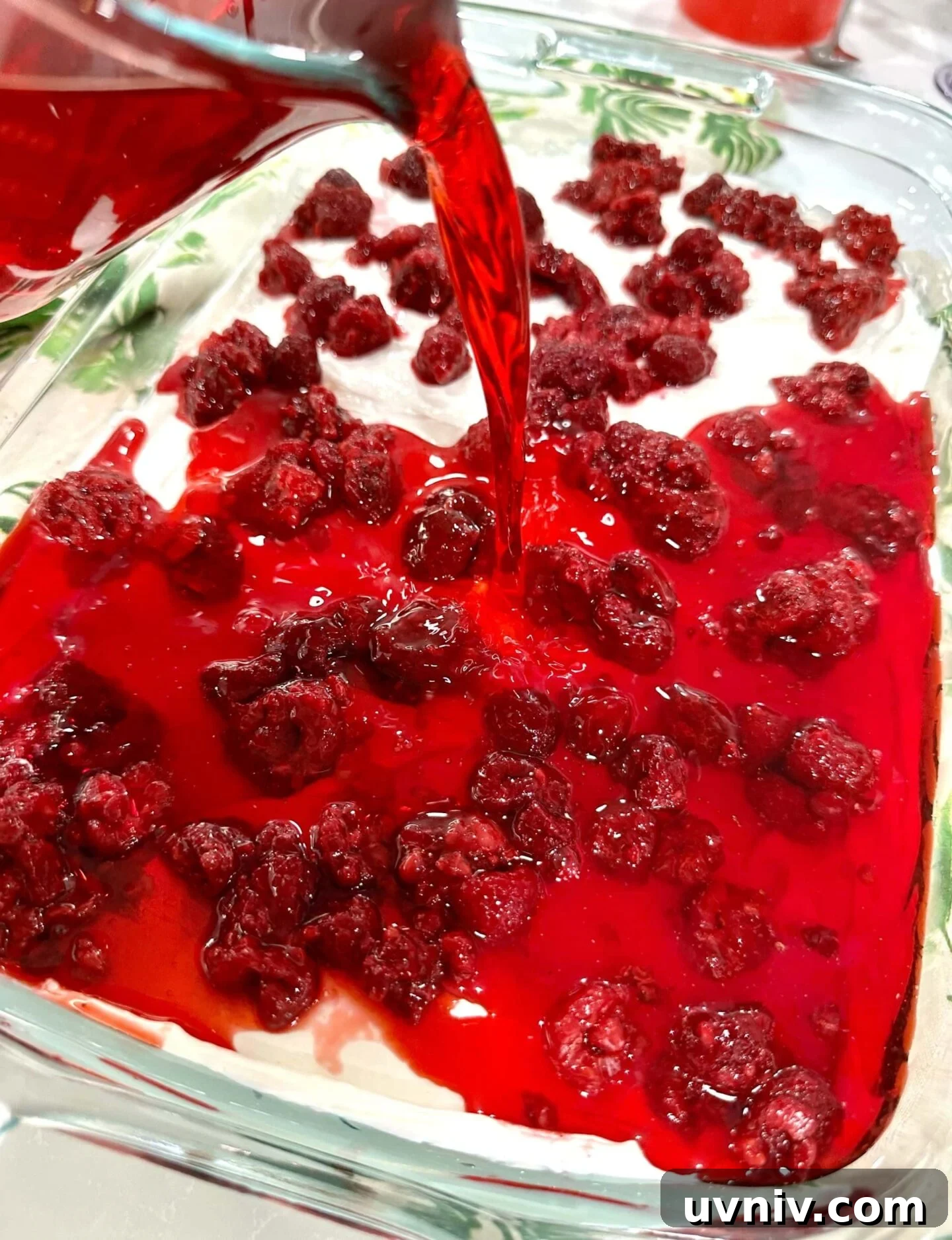 Raspberry Pretzel Salad Recipe with Creamy Filling and Crunch 9 Finished pretzel salad