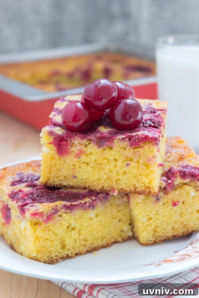 Healthy Refined sugar-free Sour Cherry Chia Jam Cornbread 