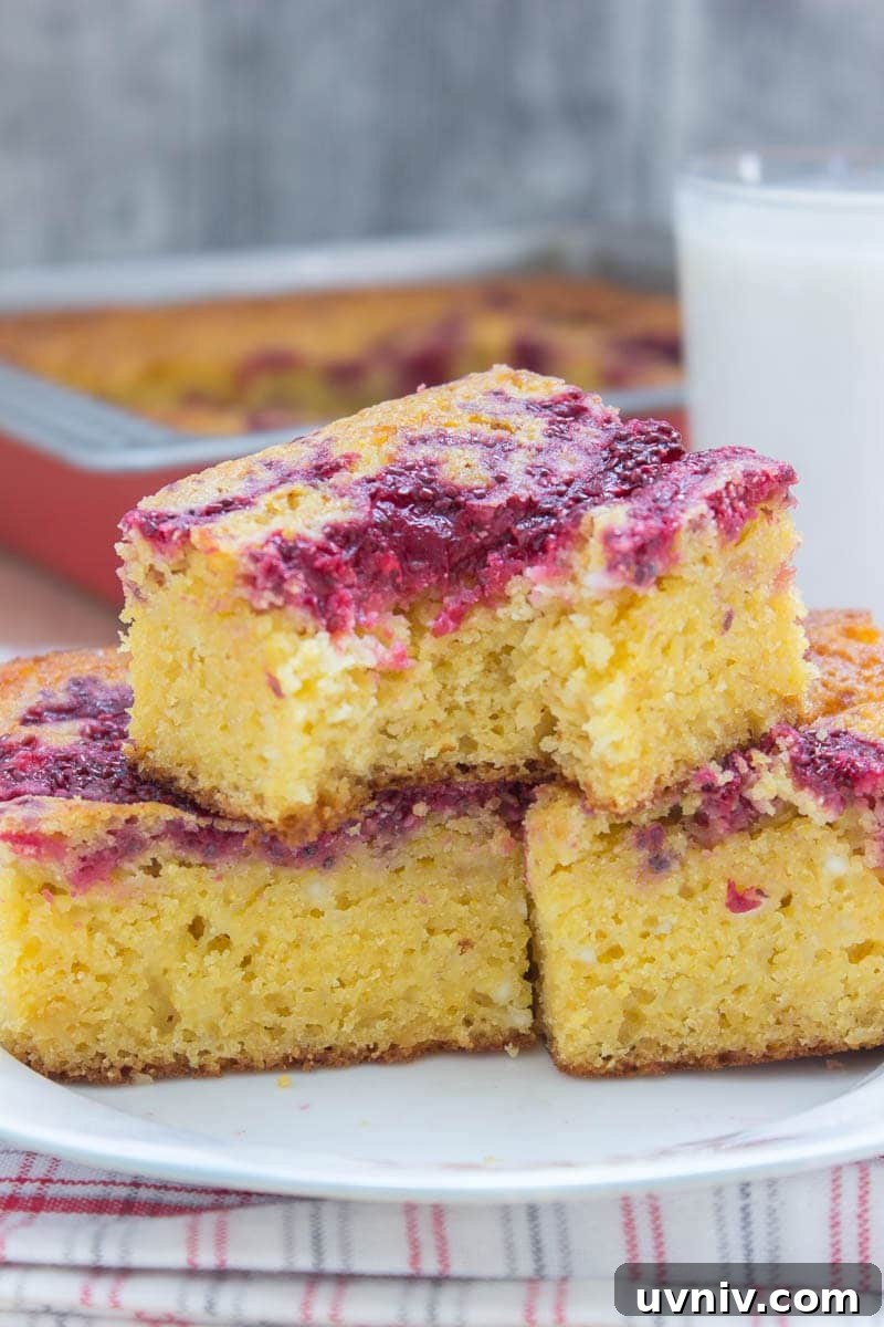 Moist, tender and full of corn flavor Sour Cherry Chia Jam Cornbread made with all HEALTH ingredients, refined sugar-free, wholesome and it's moderate in calories. Perfect for BBQ, holiday table or any celebration. #glutenfree #sugarfree #healthy #kidsfriendly #lowcalorie #whole30 #weightloss #bbq #summer #dessert #holiday #chia #cherry | natalieshealth.com