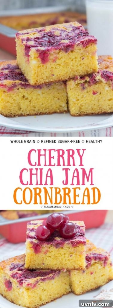 Healthy Refined sugar-free Sour Cherry Chia Jam Cornbread 