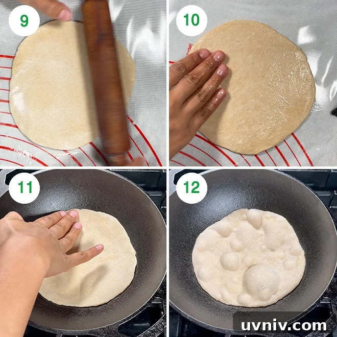 How to Make Authentic Tandoori Roti at Home 6 step by step picture collage of making tandoori roti at home