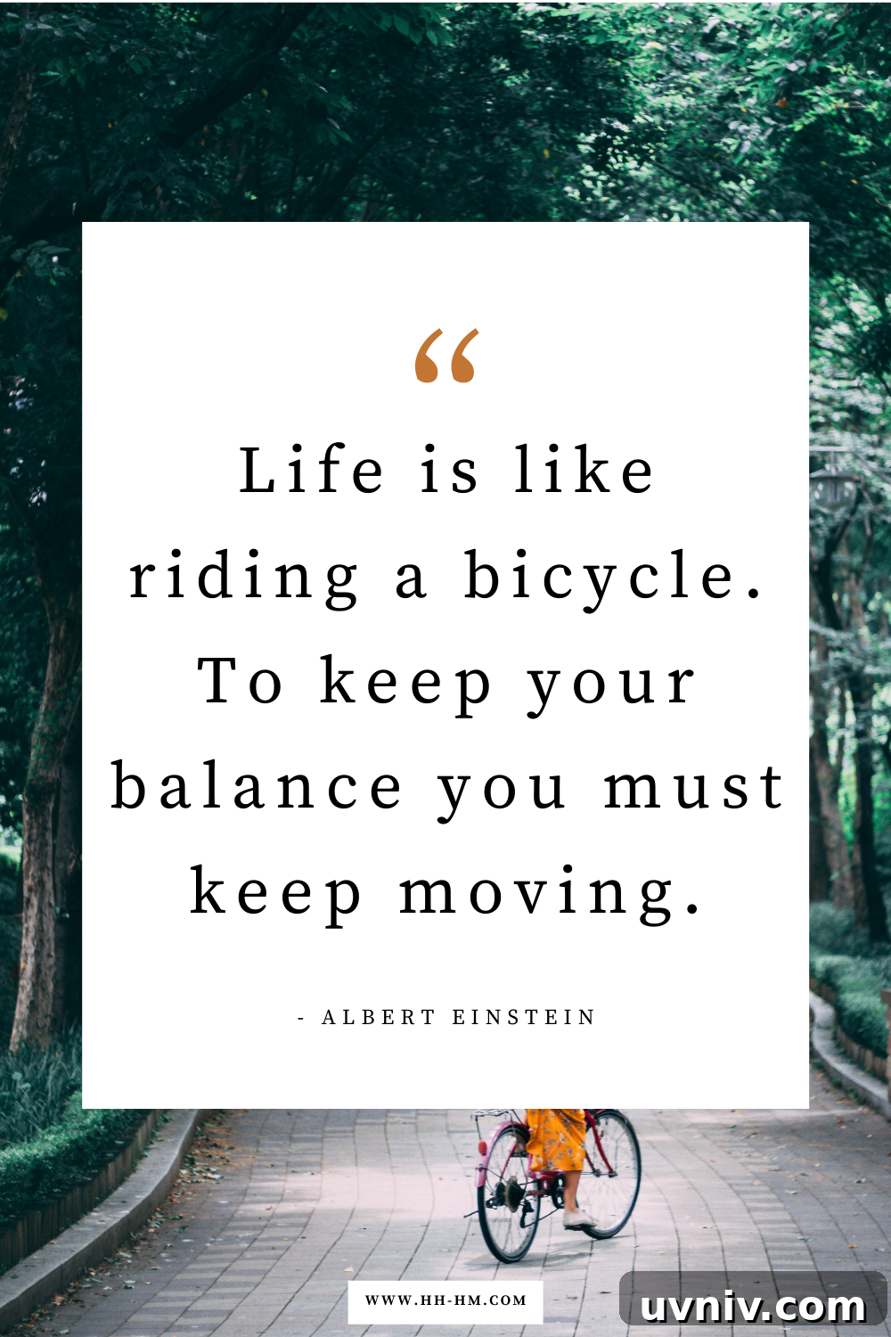 170+ Short Inspirational Quotes About Life for Daily Motivation 18 “Life is like riding a bicycle. To keep your balance you must keep moving.” — Albert Einstein | Short life quotes | Inspirational life quotes to live by