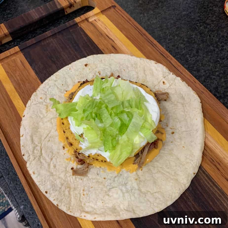 Crunchwrap Supreme with Pulled Pork: Copycat Recipe & Tips 8 shredded lettuce