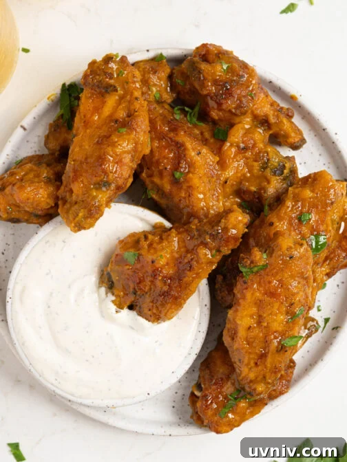A plate of mango habanero wings.