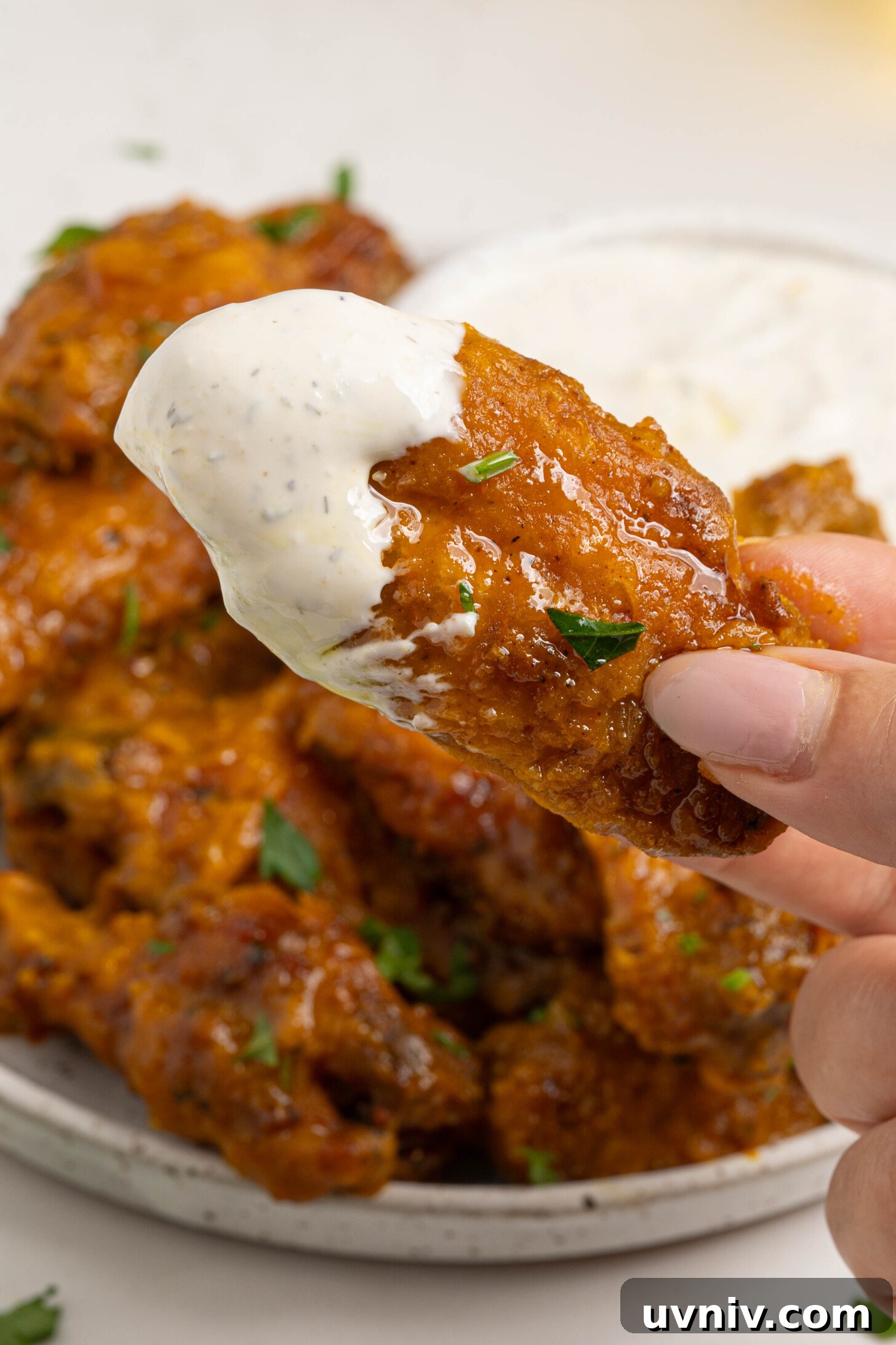Mango Habanero Chicken Wings with Sticky Glaze 9 A mango habanero wing.