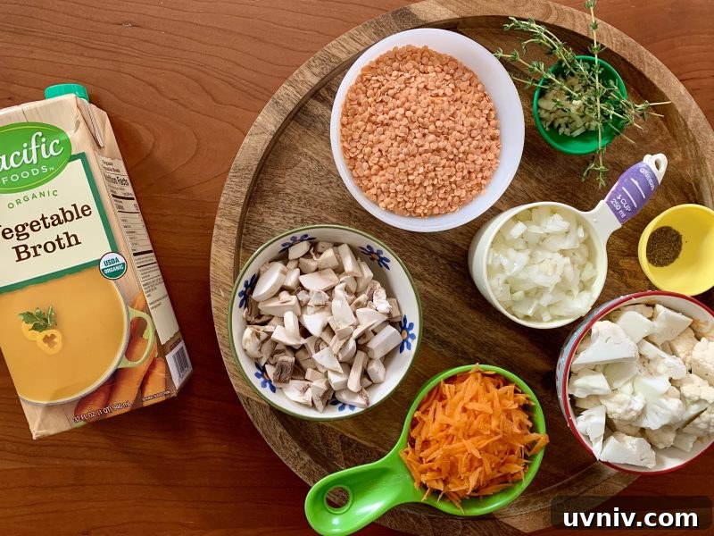 Comforting Red Lentil and Vegetable Soup Recipe 3 Easy Red Lentil & Vegetable Soup via LizsHealthyTable.com