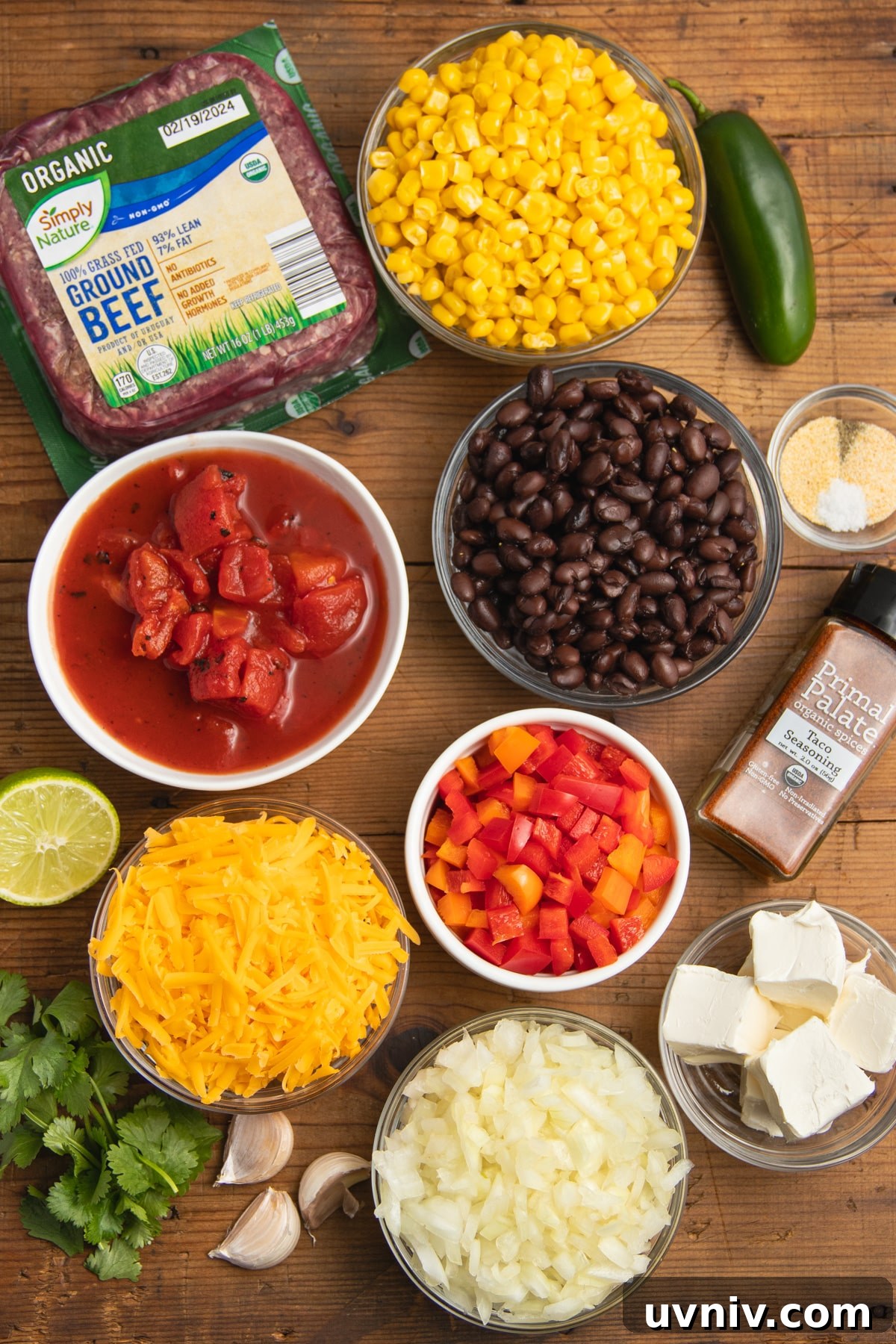 Creamy Beef Taco Soup Recipe — Comforting Weeknight Meal 3 This is a picture of the ingredients needed to make this recipe.