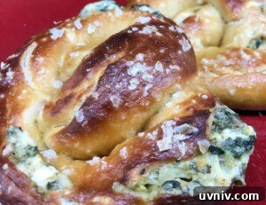 Spinach Artichoke-Stuffed Beer Soft Pretzels 14 Beer Soft Pretzels Stuffed with Spinach Artichoke Dip (Photo by Erich Boenzli)