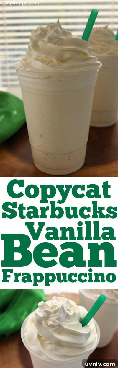 Copycat Starbucks Vanilla Bean Frappuccino - Super simple to make at home. Save yourself some $$'s.