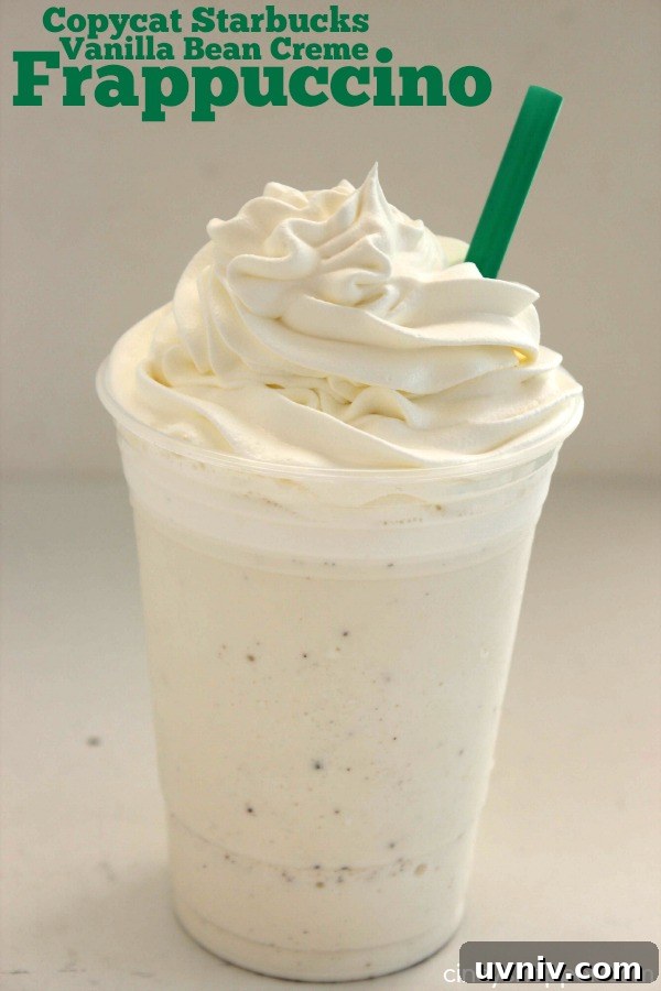 Copycat Starbucks Vanilla Bean Frappuccino - Super simple to make at home. Save yourself some $$'s.