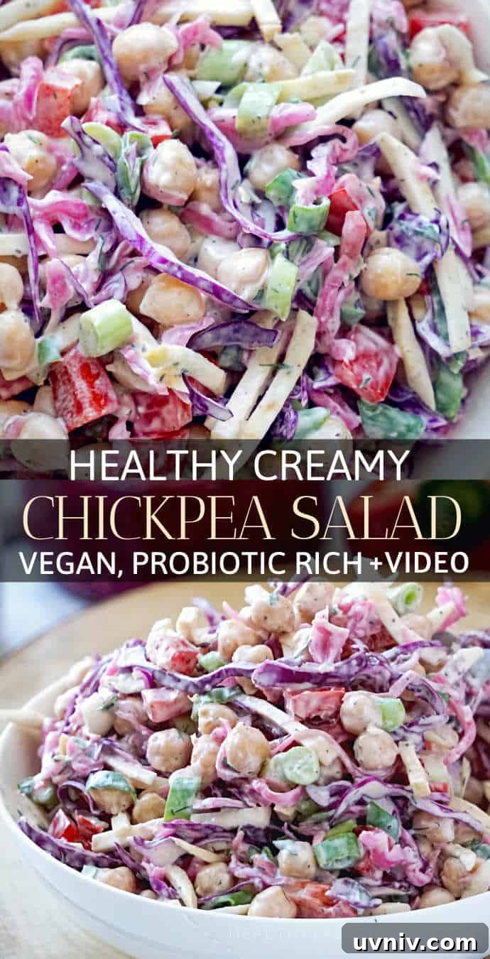 Creamy Vegan Chickpea & Cabbage Salad Recipe 12 Healthy creamy chickpea salad recipe with a creamy vegan dressing + video.