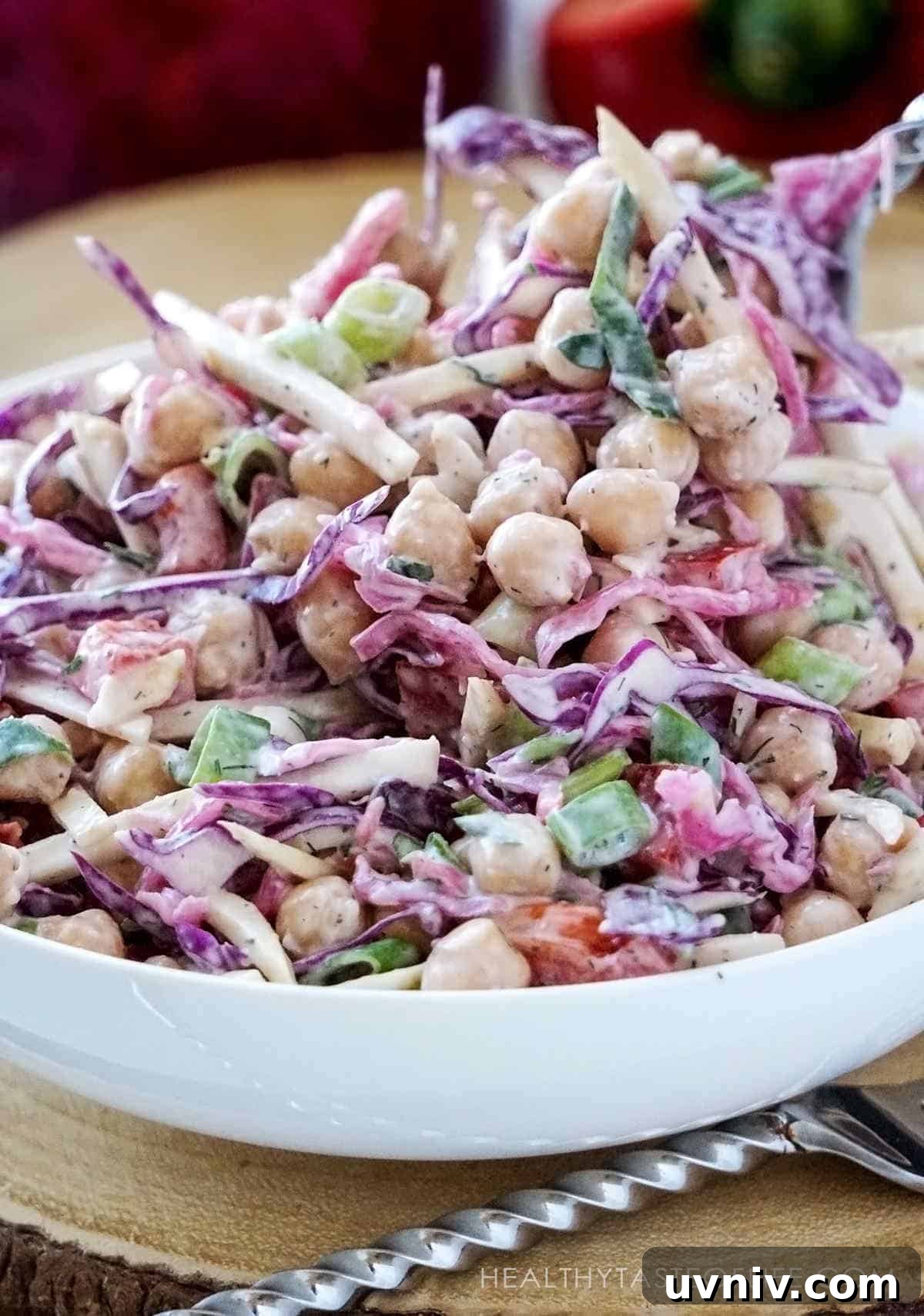 Creamy Vegan Chickpea & Cabbage Salad Recipe 3 Red Cabbage Chickpea Salad With a Creamy Vegan Dressing.
