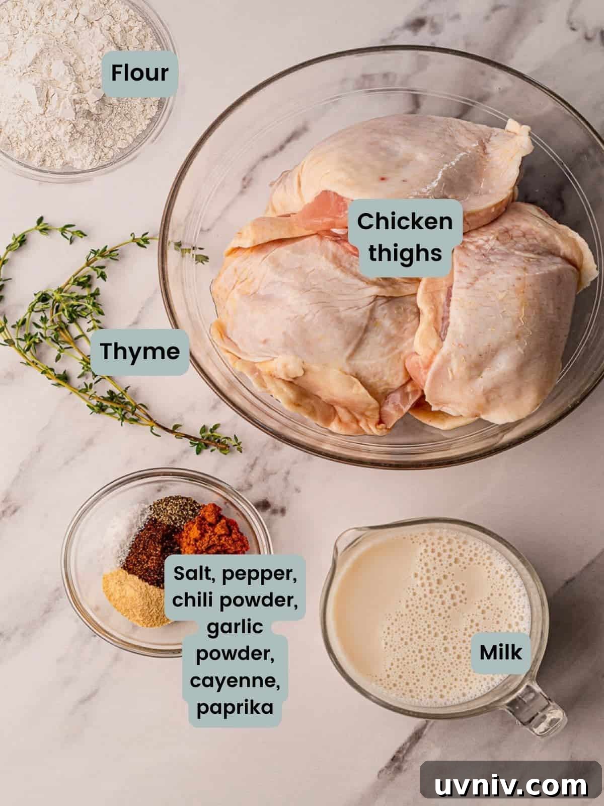 Ingredients for air fryer chicken thighs.