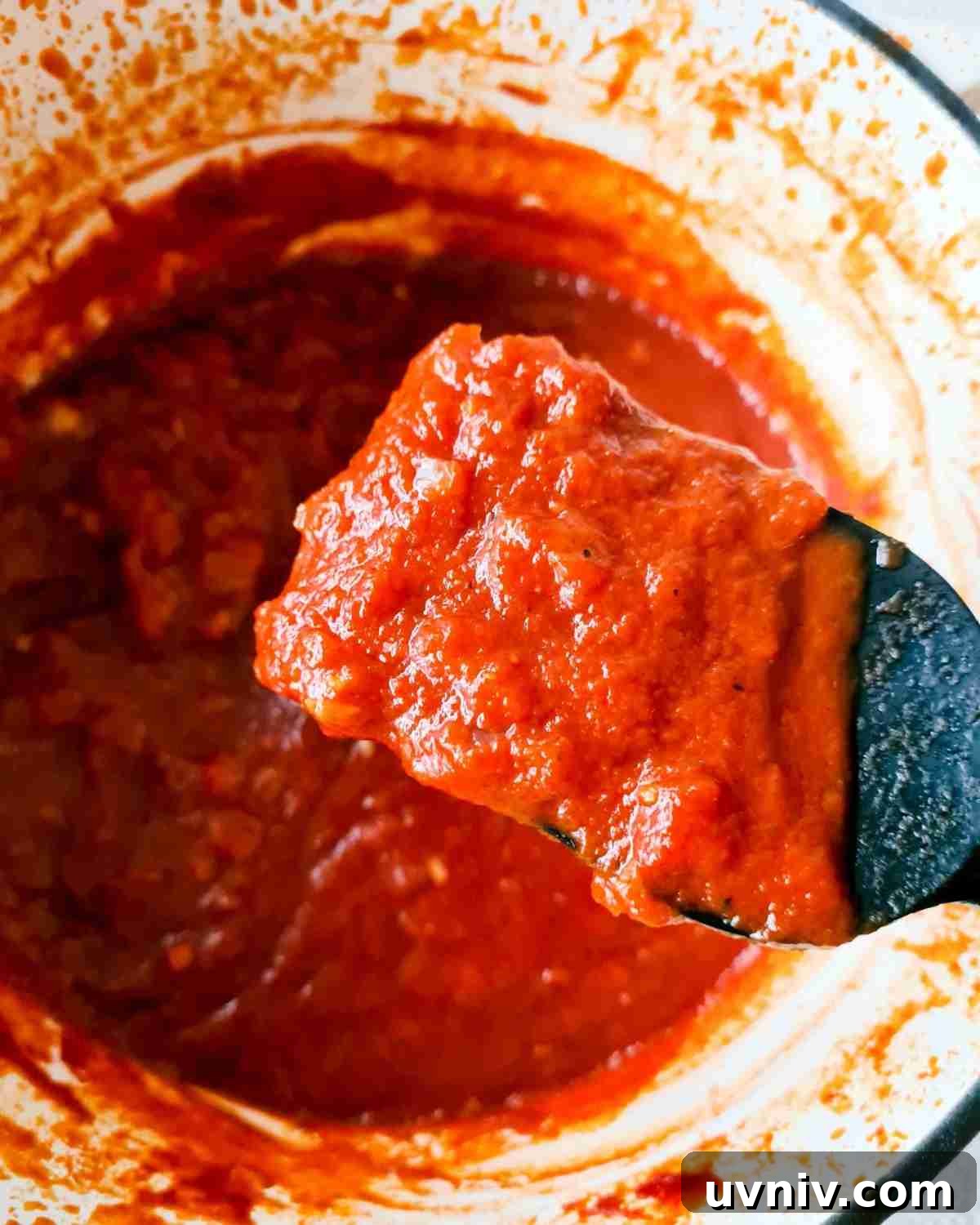 A pot of thick tomato sauce 