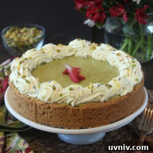 Zesty Lemon Bars: Classic Tangy Dessert Bar Recipe 18 Pistachio Pie with Lemon Whipped Cream on a white cake platter.